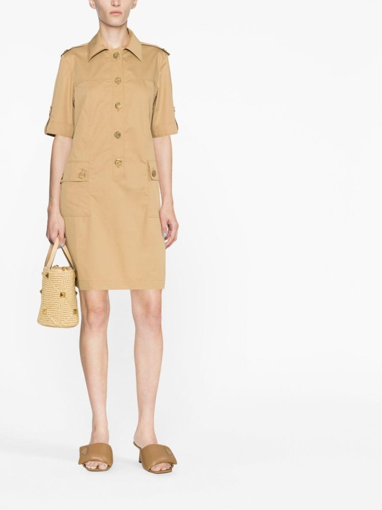 beige cotton shirt dress by Selfnex
