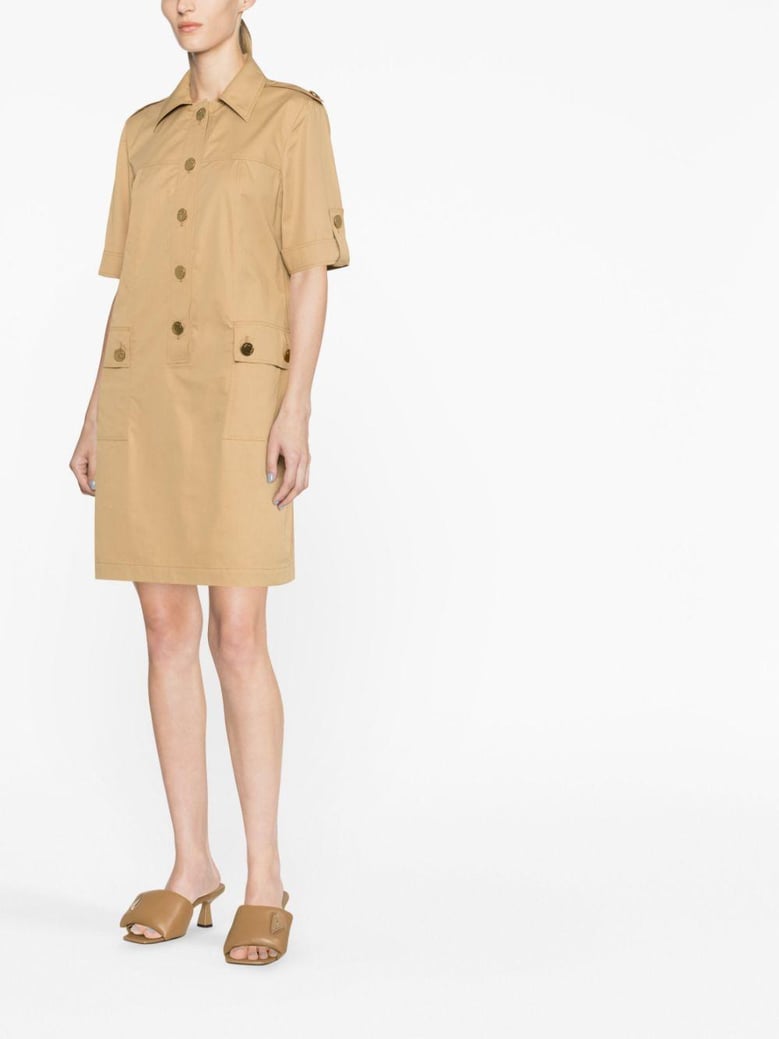 beige cotton shirt dress by Selfnex