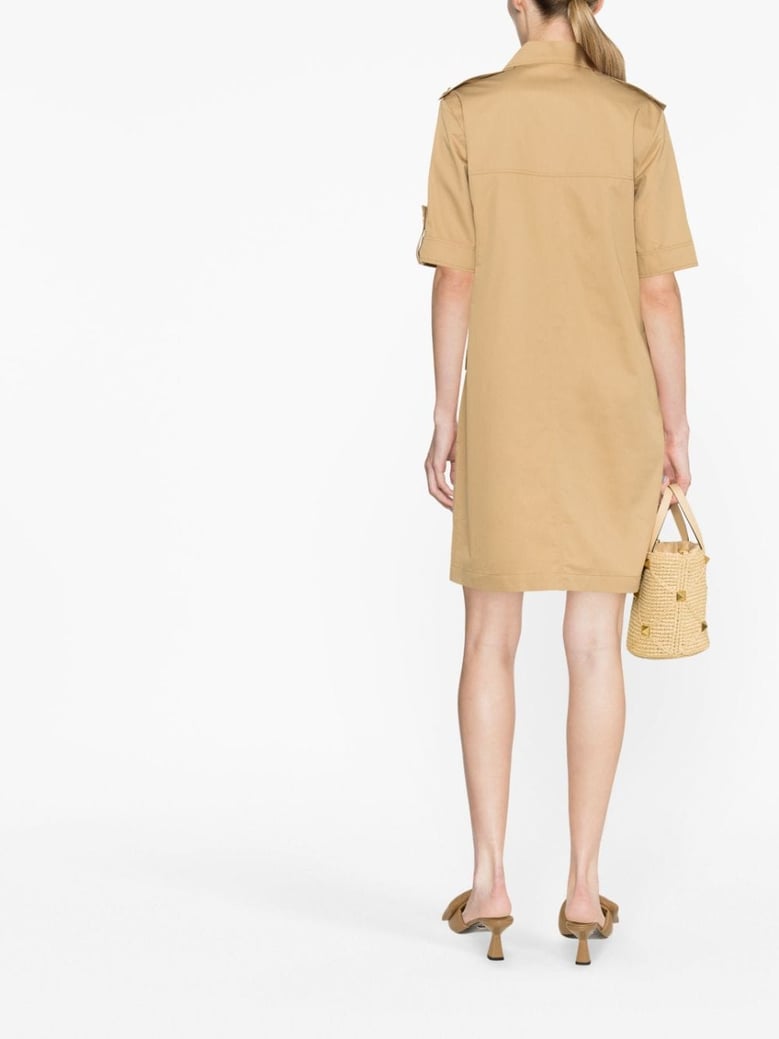 beige cotton shirt dress by Selfnex