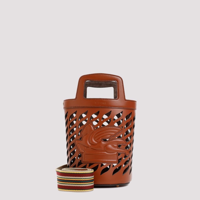 brown leather coffa bucket bag by Selfnex