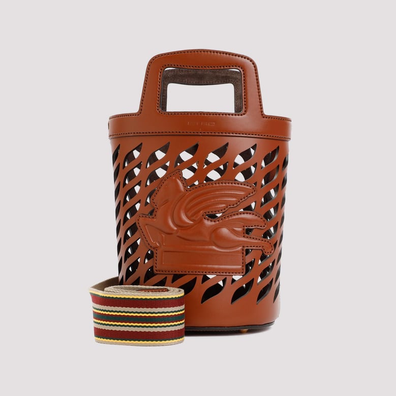 brown leather coffa bucket bag by Selfnex