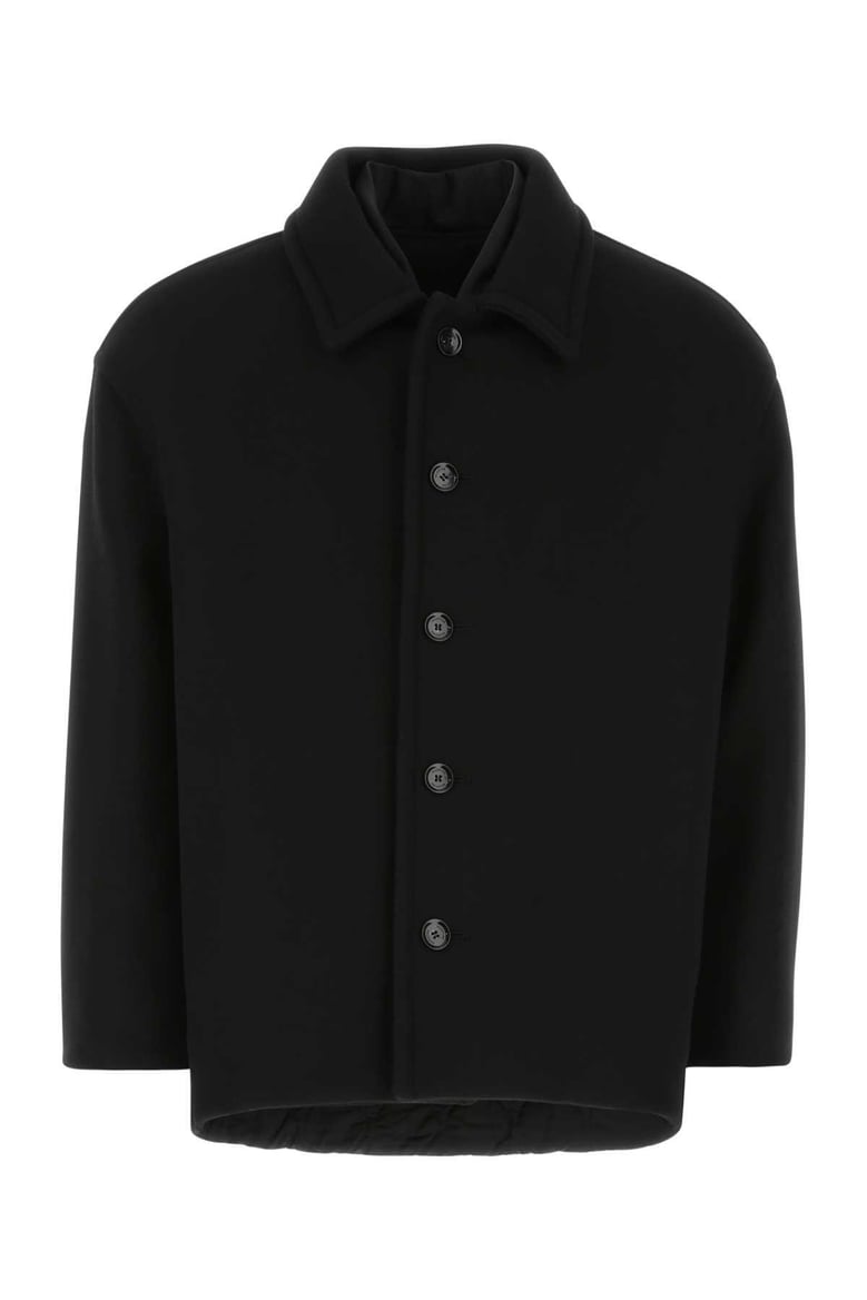 black wool blend coat by Selfnex