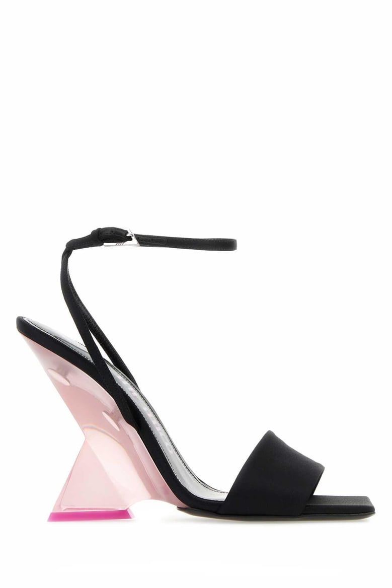 black satin cheope sandals by Selfnex