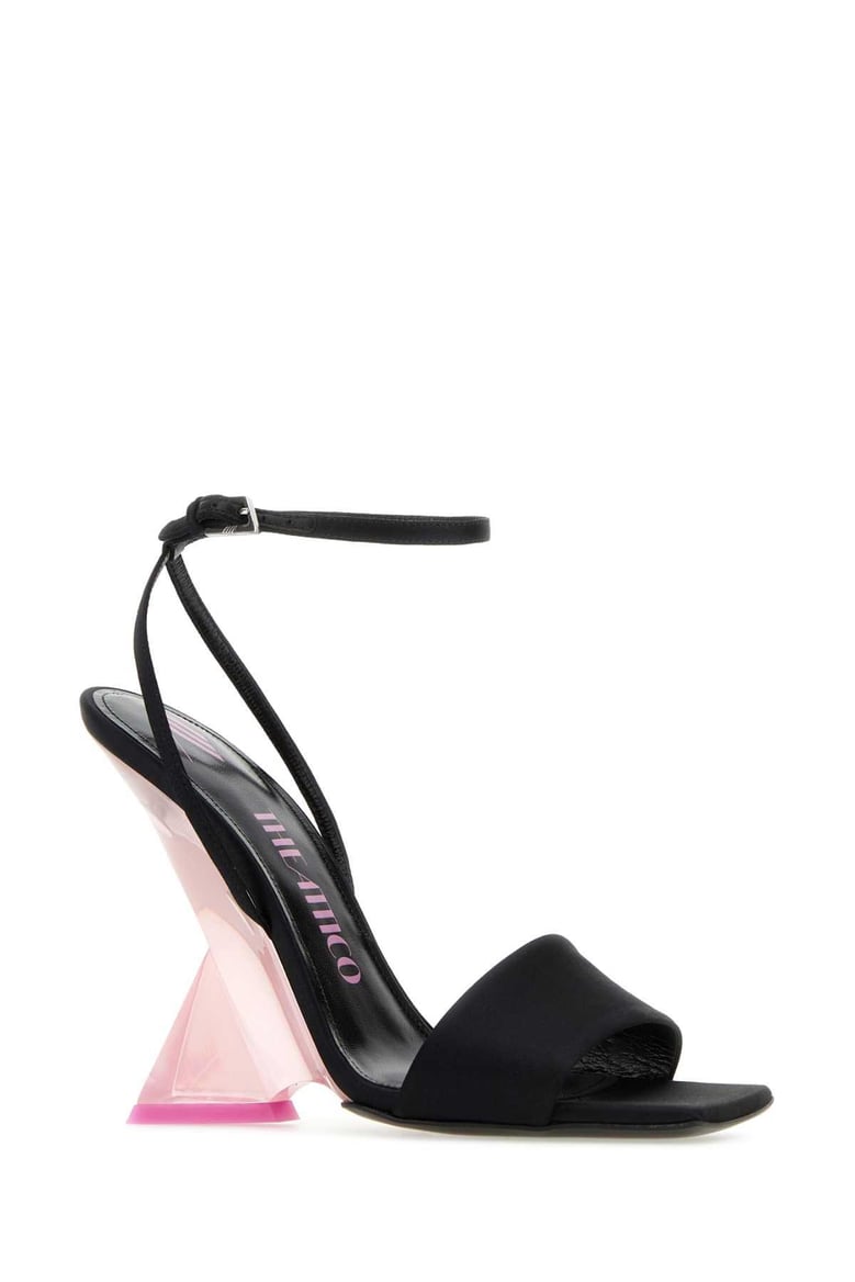 black satin cheope sandals by Selfnex
