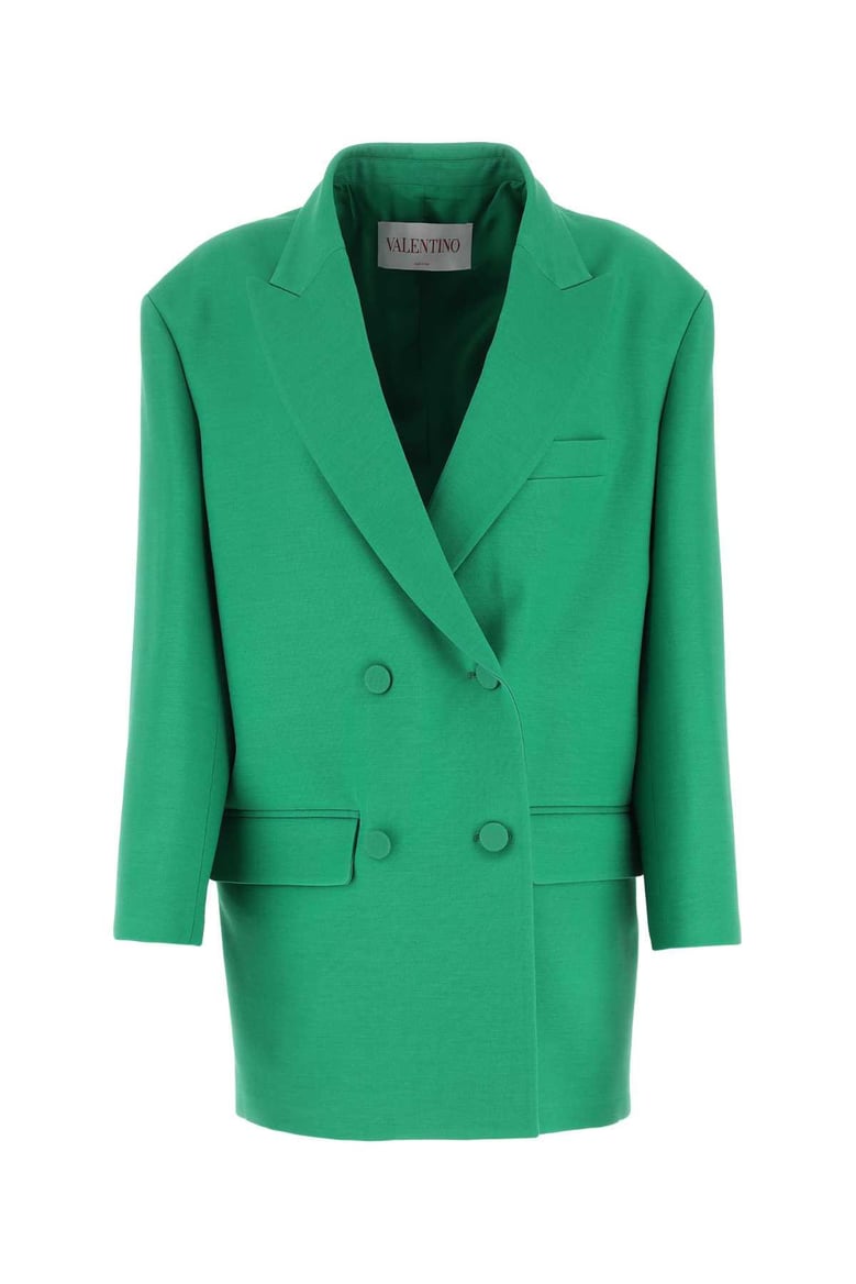 green crepe couture oversize blazer by Selfnex