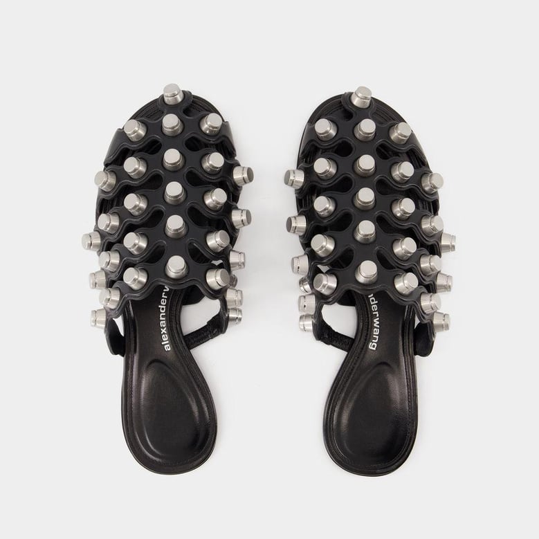 black leather rexa slippers by Selfnex