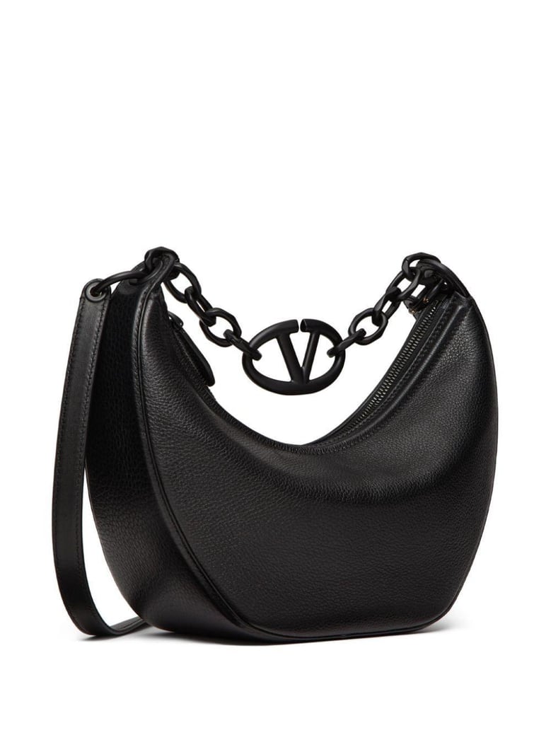 black leather hobo vlogo moon handbag by Selfnex