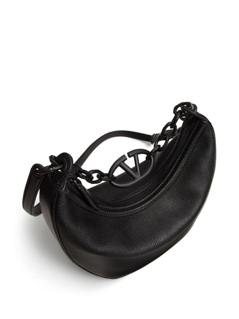black leather hobo vlogo moon handbag by Selfnex