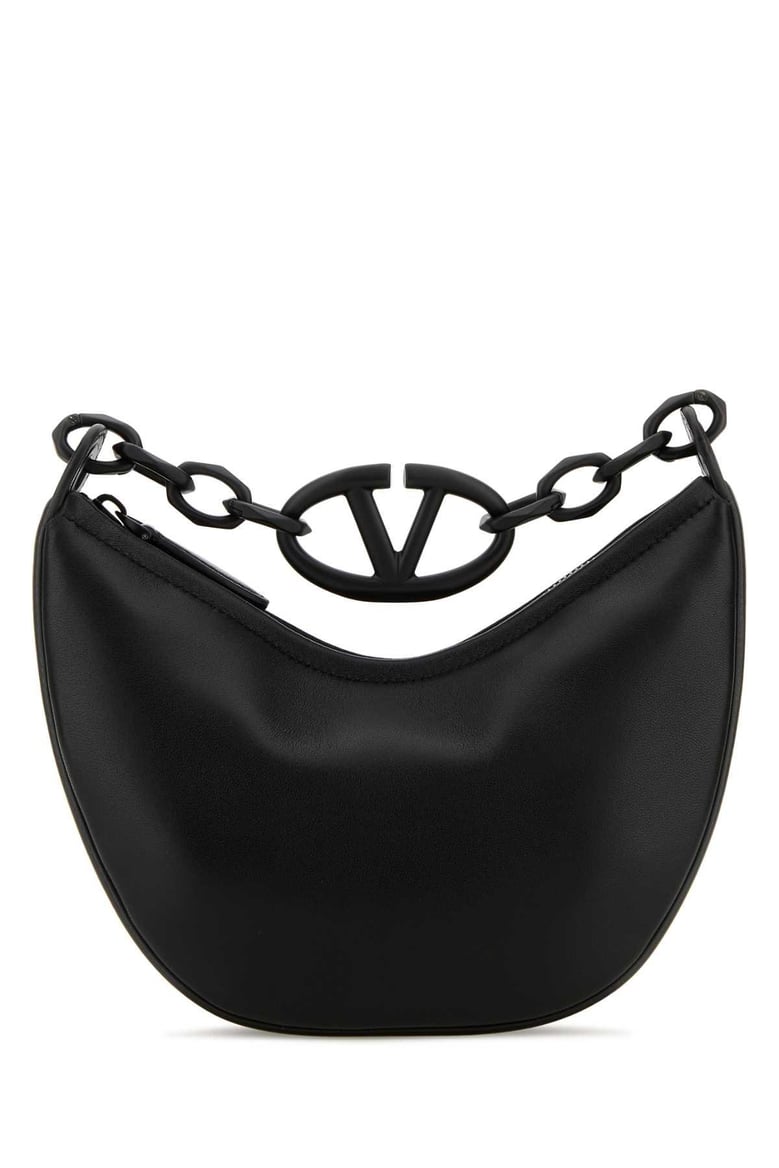 black leather hobo vlogo moon handbag by Selfnex