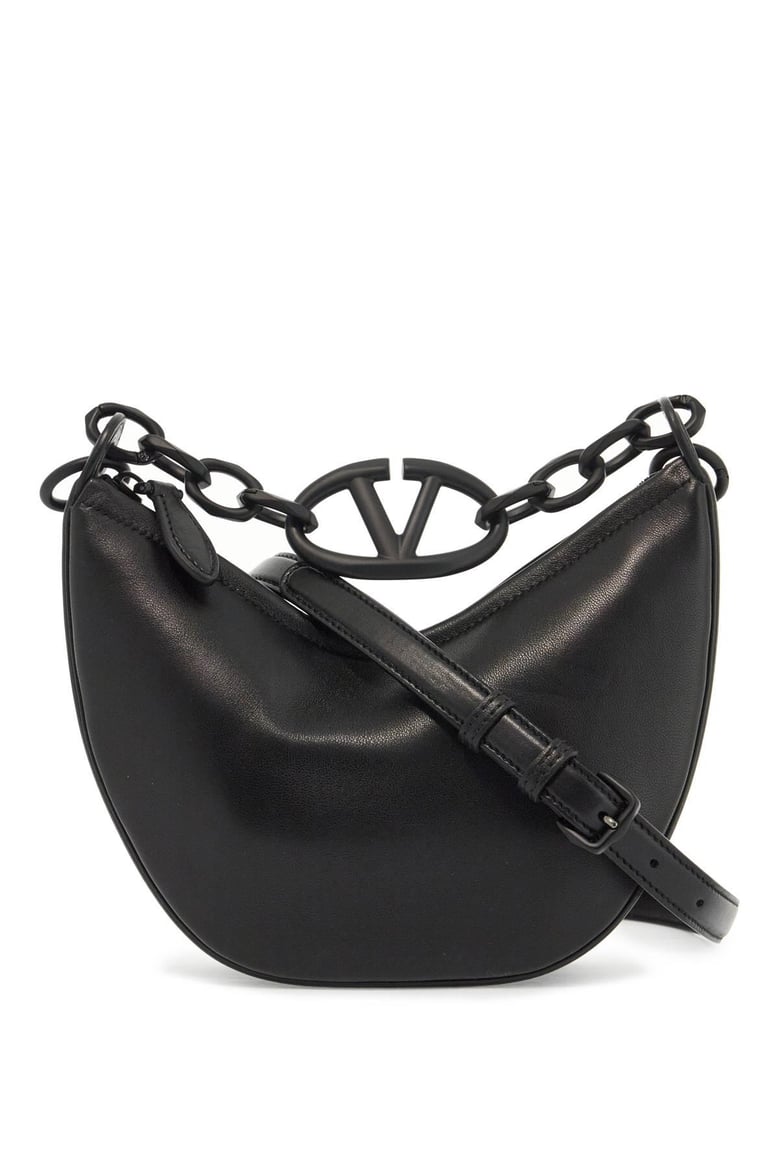black leather hobo vlogo moon handbag by Selfnex