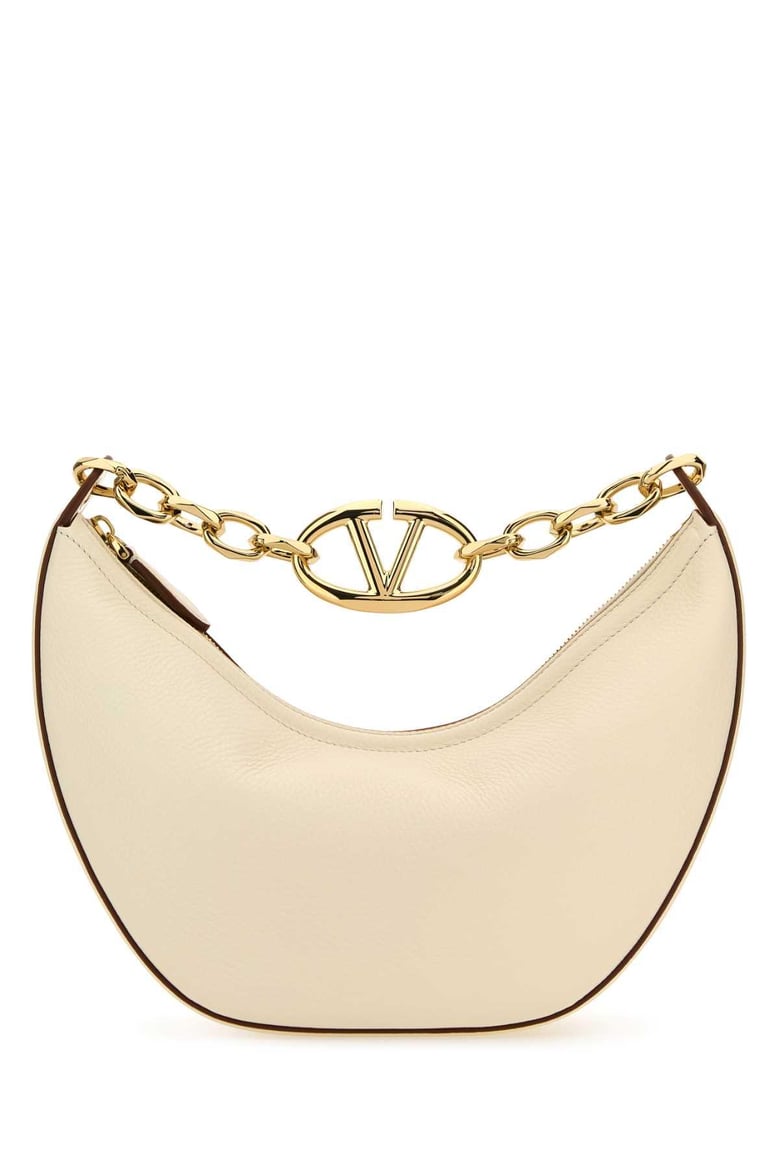 ivory leather small hobo vlogo moon handbag by Selfnex
