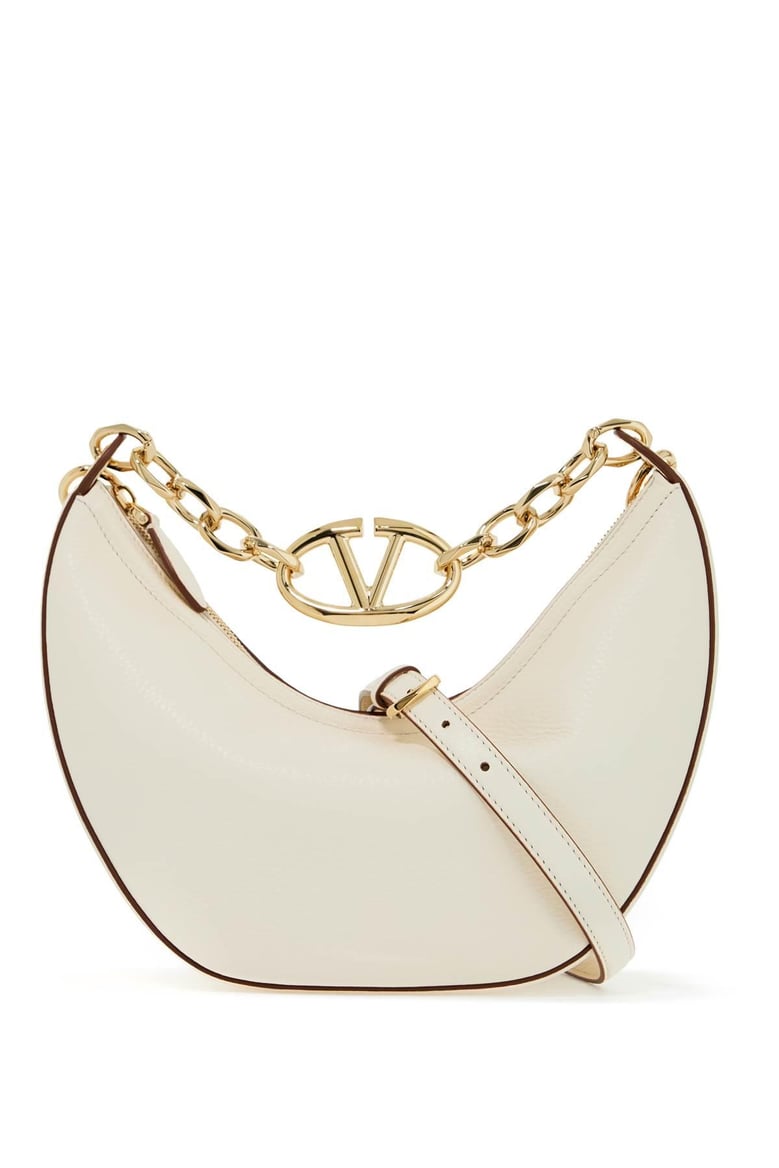 ivory leather small hobo vlogo moon handbag by Selfnex
