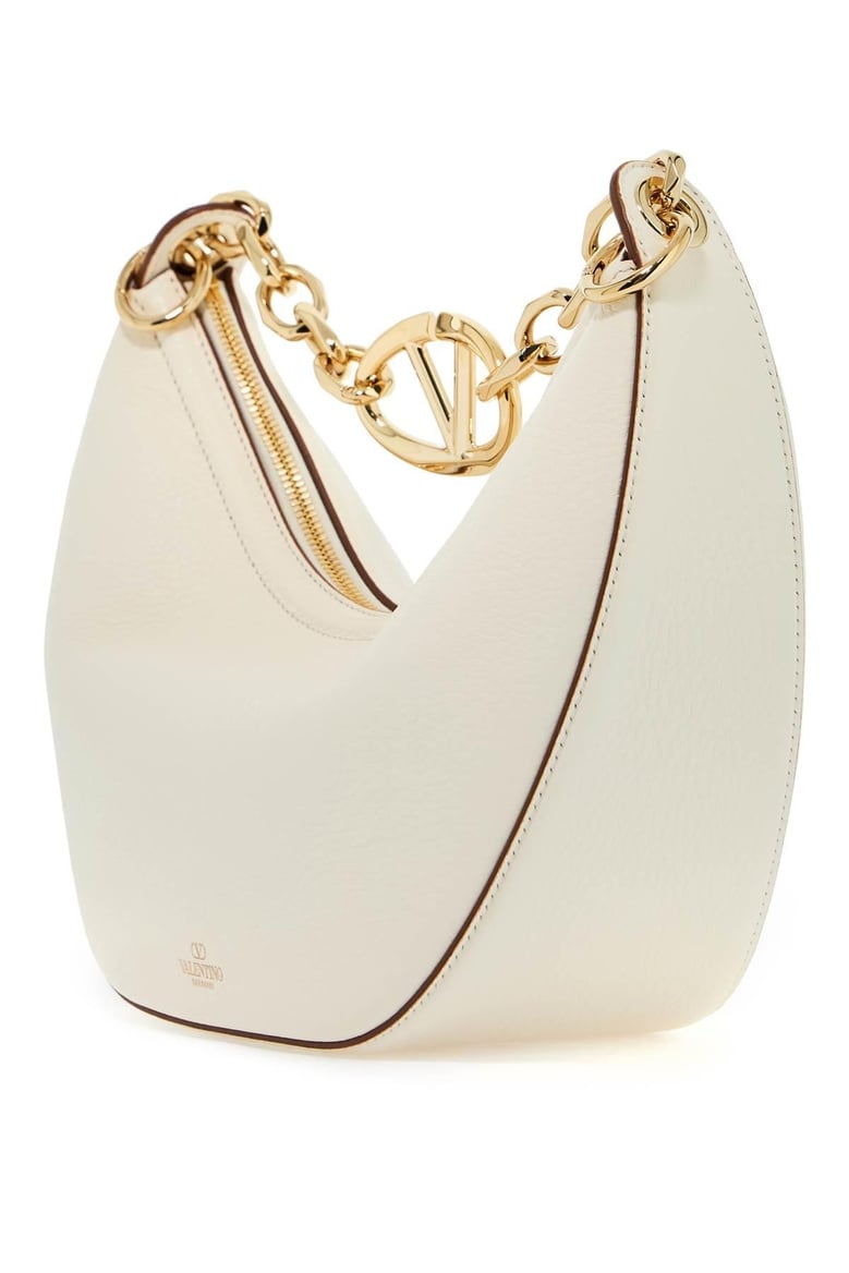 ivory leather small hobo vlogo moon handbag by Selfnex