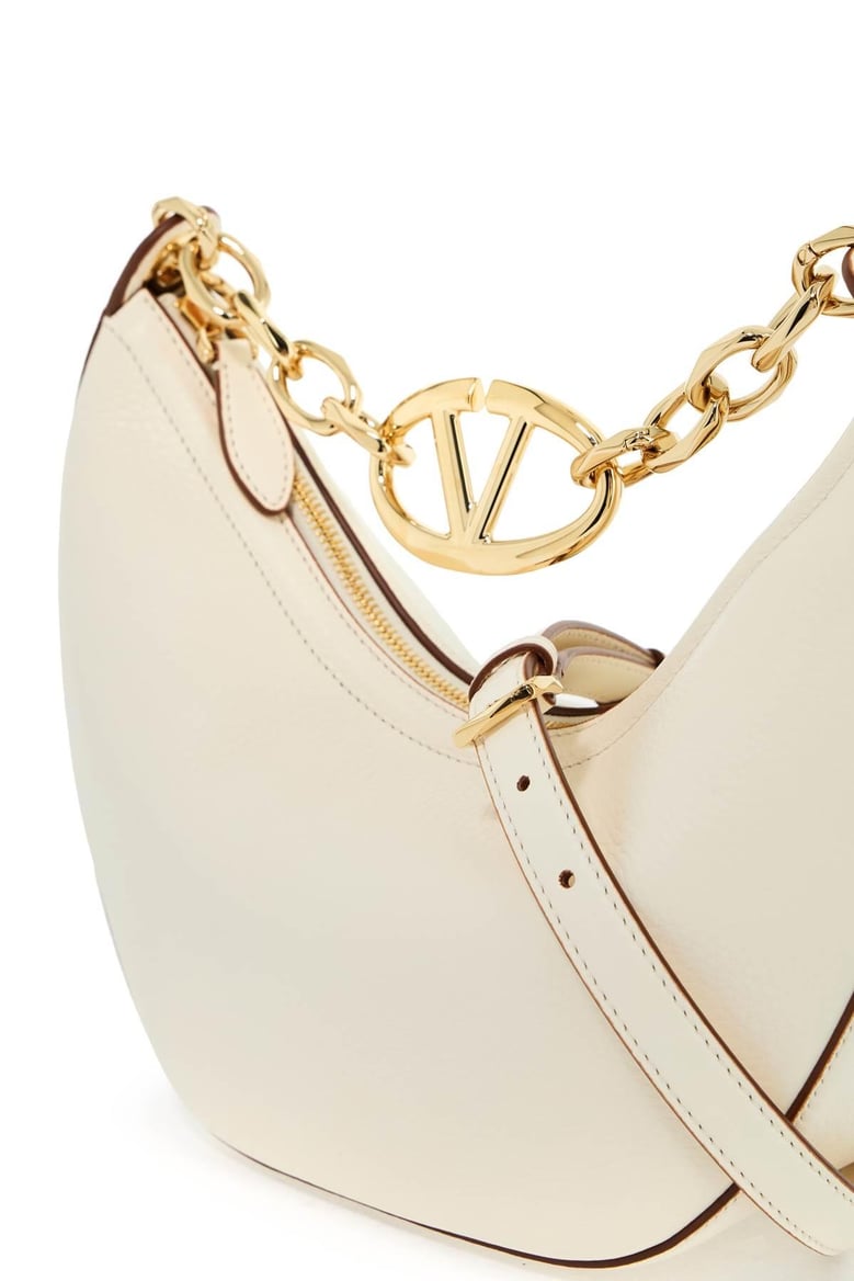 ivory leather small hobo vlogo moon handbag by Selfnex