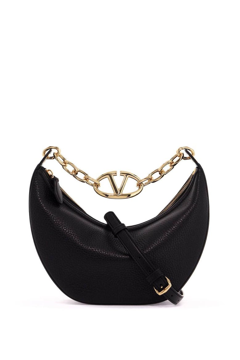 black leather small hobo vlogo moon handbag by Selfnex