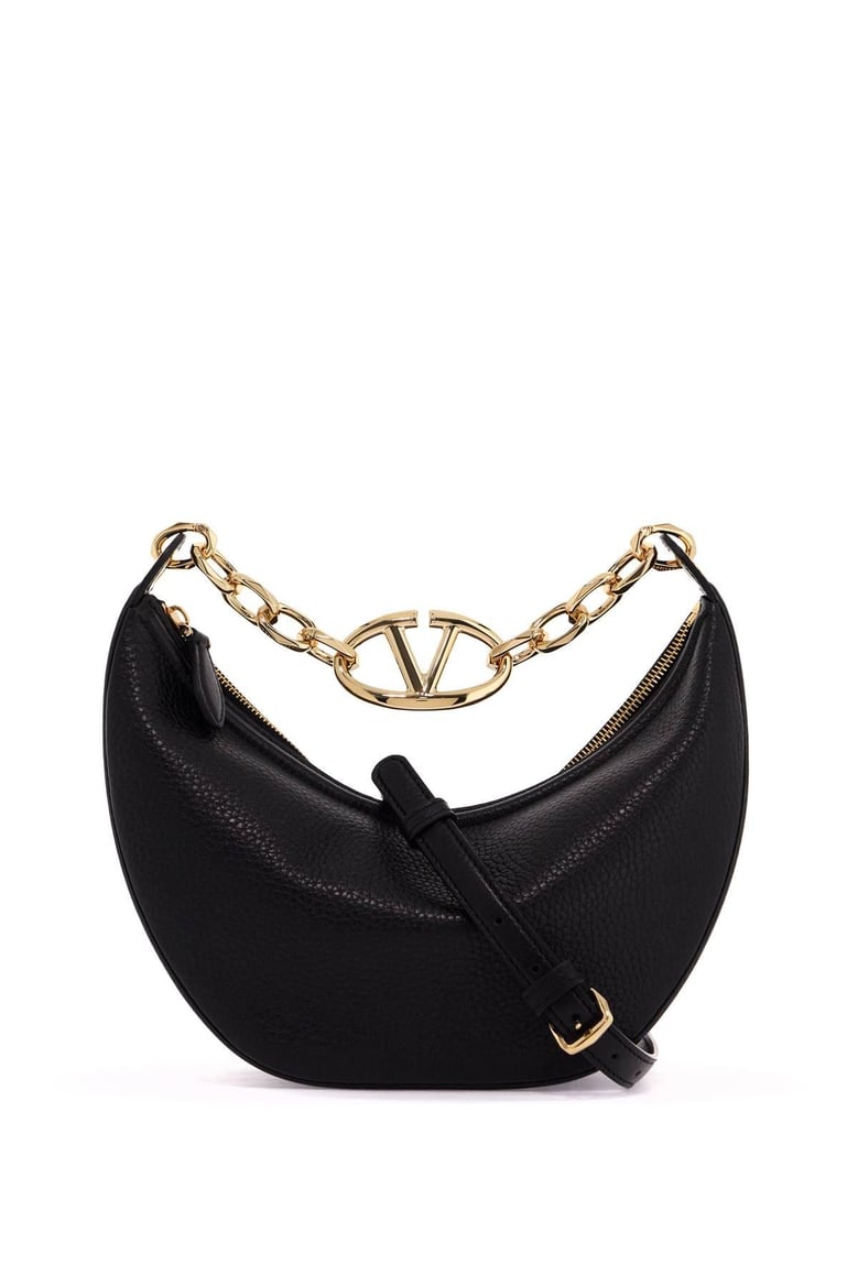 black leather small hobo vlogo moon handbag by Selfnex