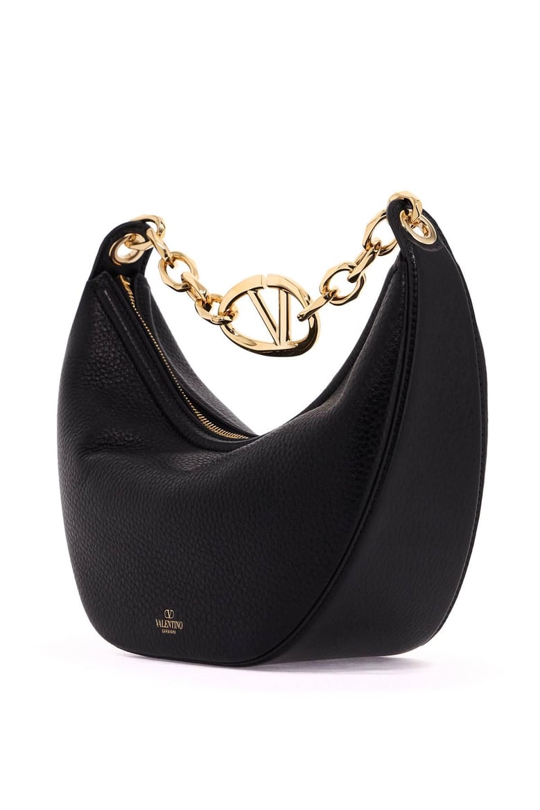 black leather small hobo vlogo moon handbag by Selfnex