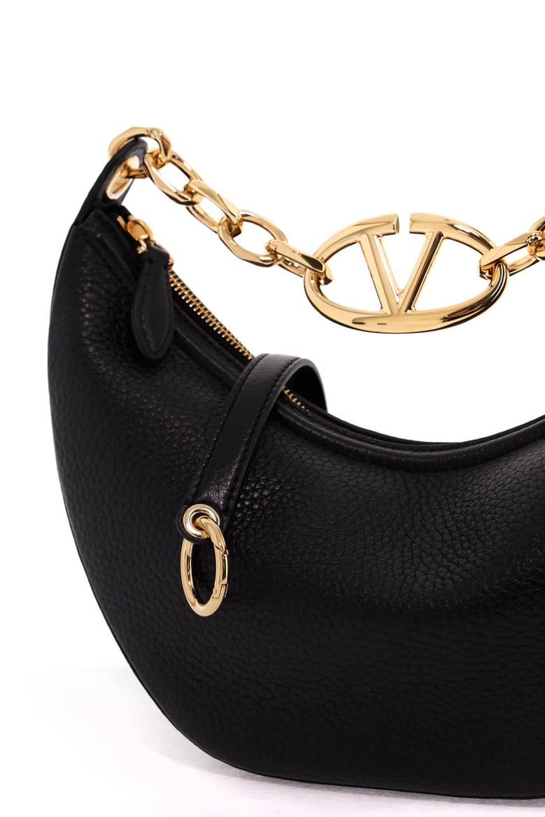 black leather small hobo vlogo moon handbag by Selfnex