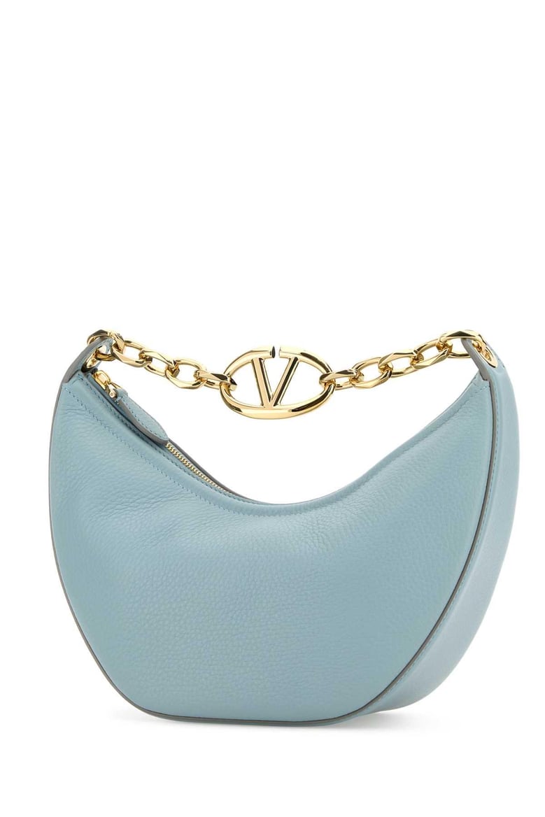light blue leather small hobo vlogo moon handbag by Selfnex