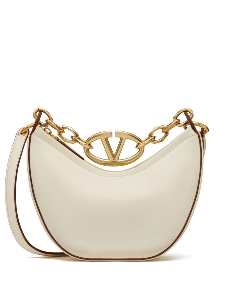 ivory leather mini hobo vlogo moon handbag by Selfnex