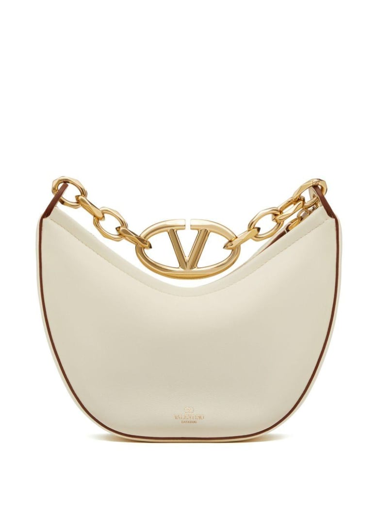 ivory leather mini hobo vlogo moon handbag by Selfnex