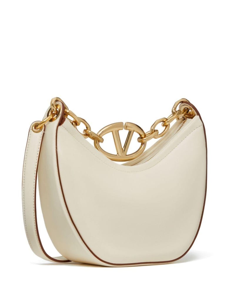 ivory leather mini hobo vlogo moon handbag by Selfnex