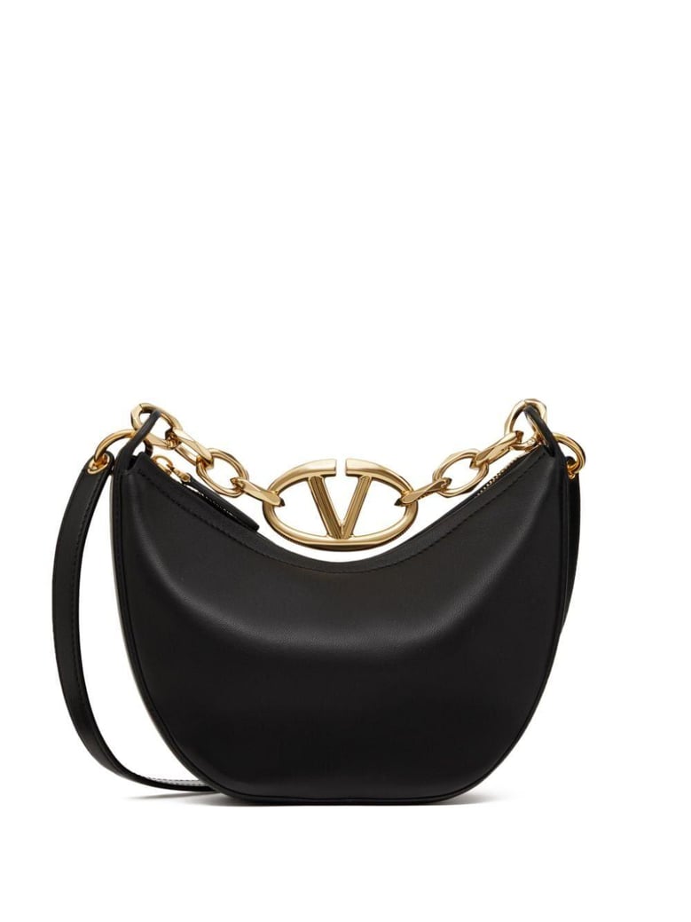 black leather small hobo vlogo moon handbag by Selfnex