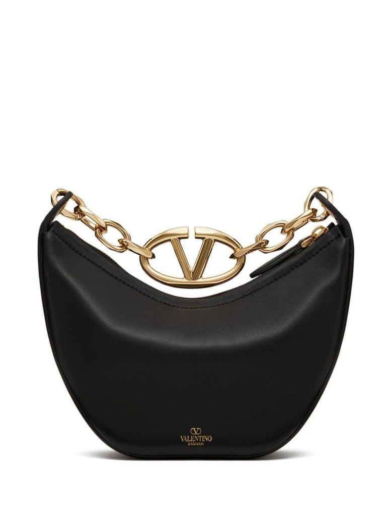 black leather small hobo vlogo moon handbag by Selfnex