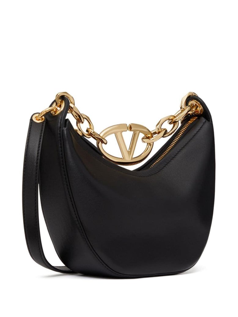 black leather small hobo vlogo moon handbag by Selfnex