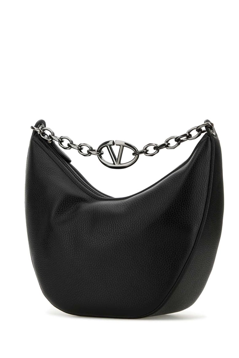 black leather hobo vlogo moon shoulder bag by Selfnex