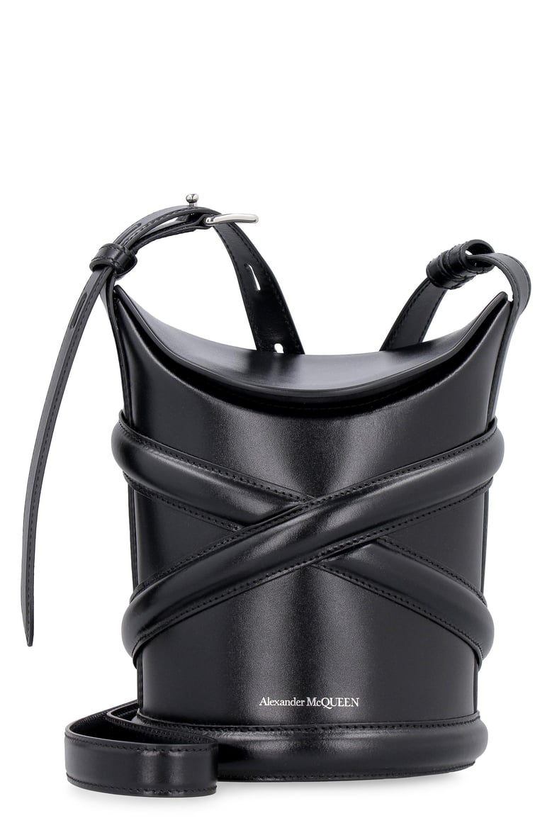 black leather the curve bucket bag by Selfnex