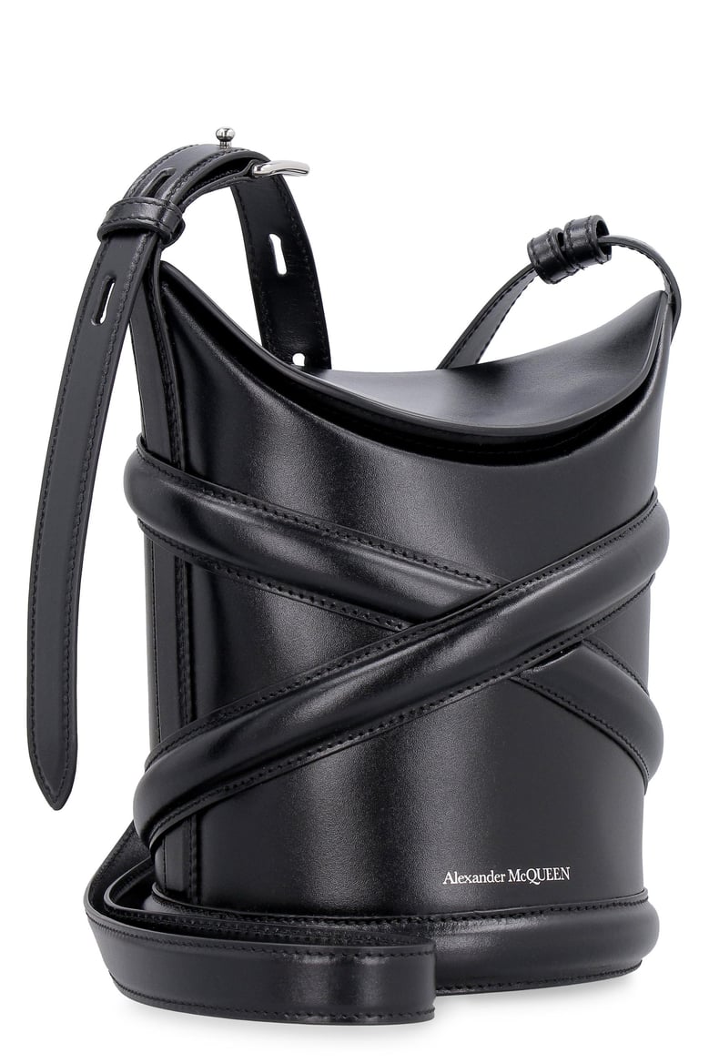 black leather the curve bucket bag by Selfnex
