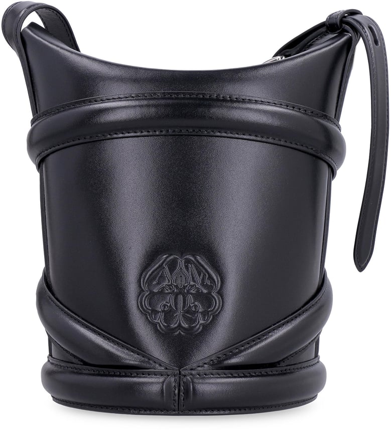 black leather the curve bucket bag by Selfnex