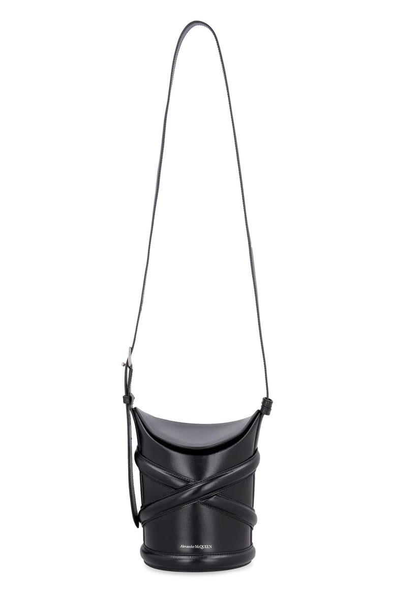 black leather the curve bucket bag by Selfnex