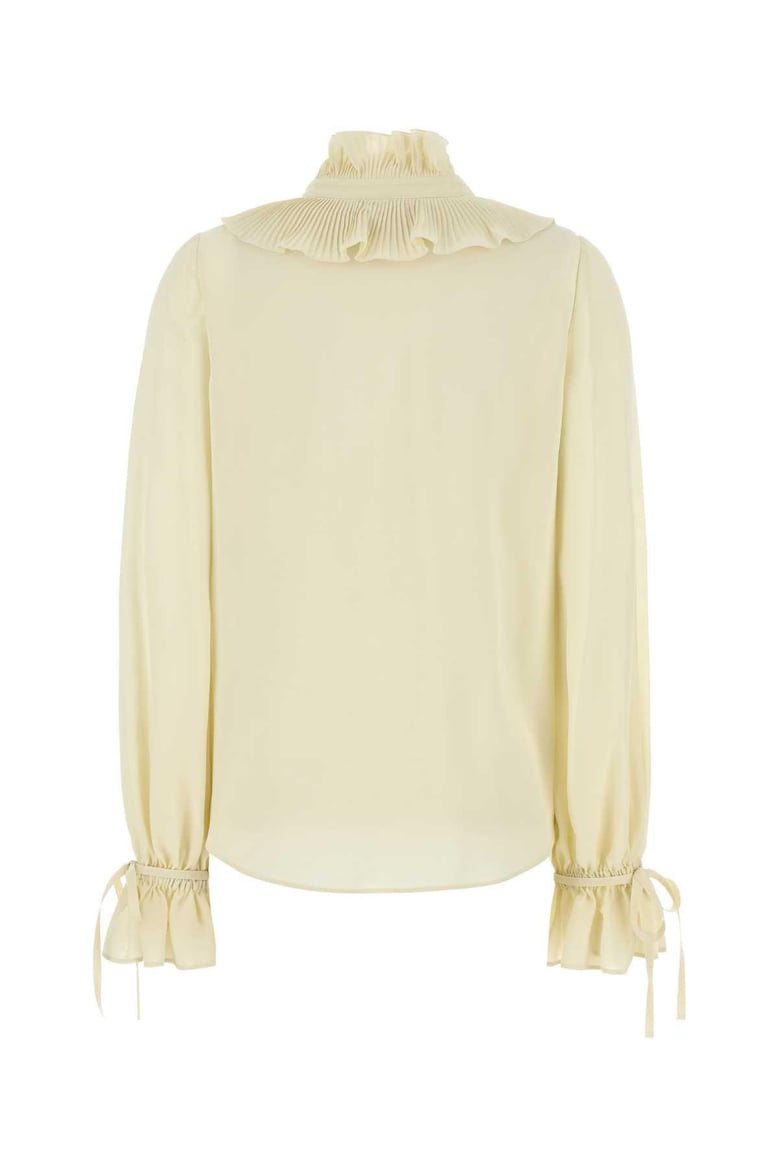cream crepe shirt by Selfnex