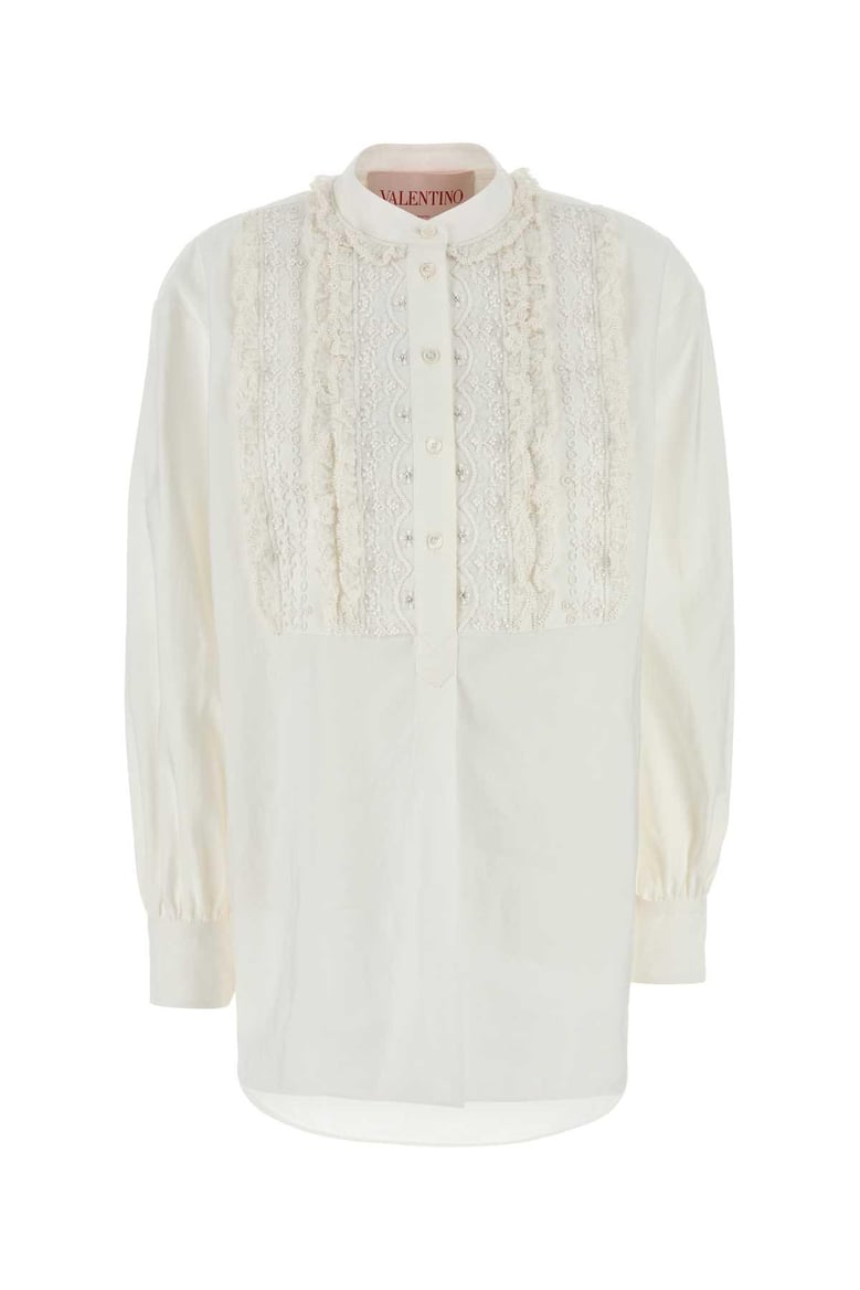 white cotton blend blouse by Selfnex