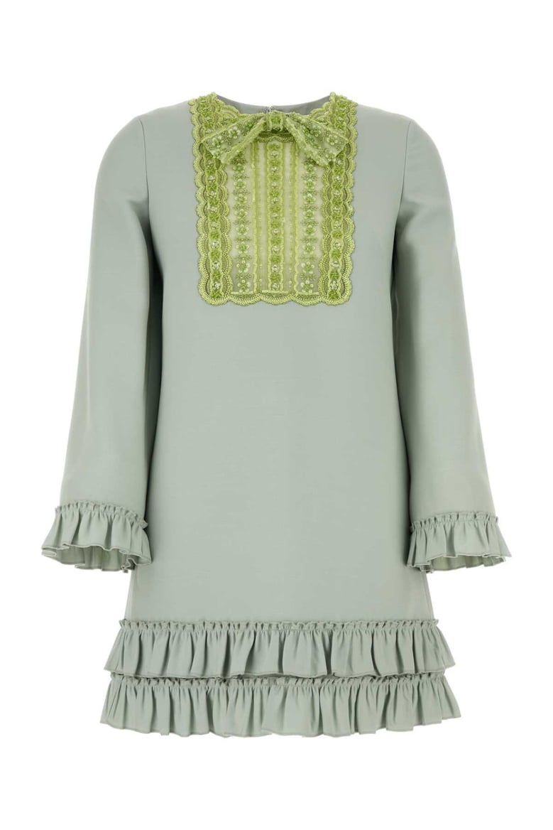 mint green wool blend mini dress by Selfnex