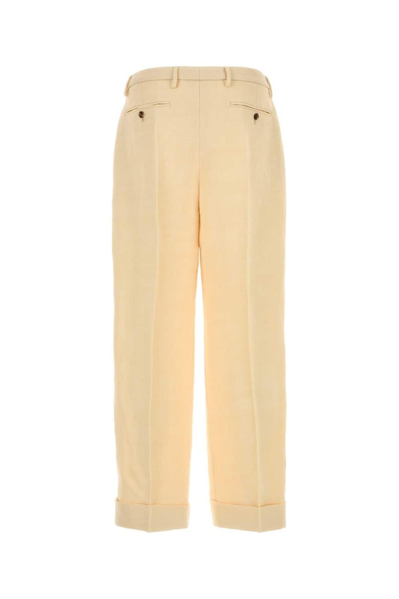 cream jute blend pant by Selfnex