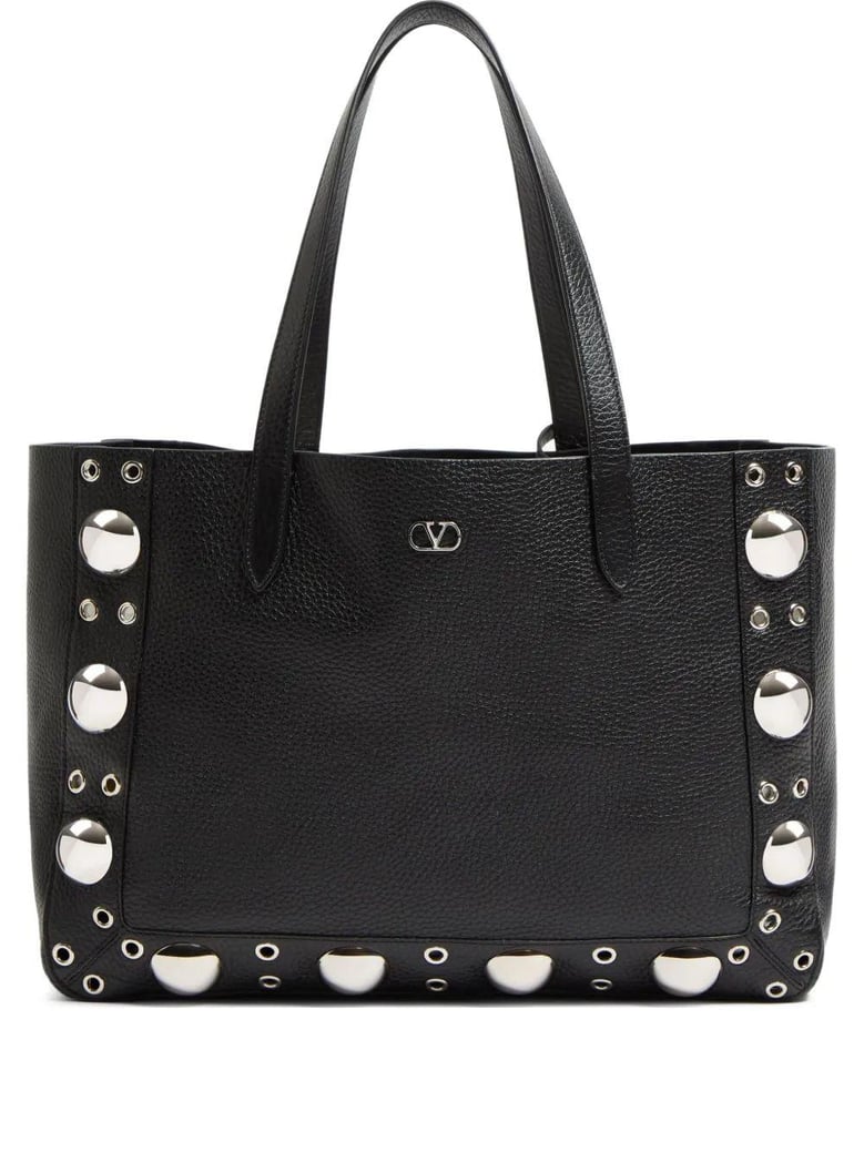 black leather vlogo signature shopping bag by Selfnex