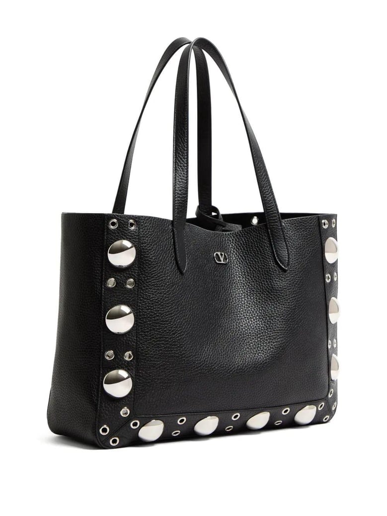black leather vlogo signature shopping bag by Selfnex