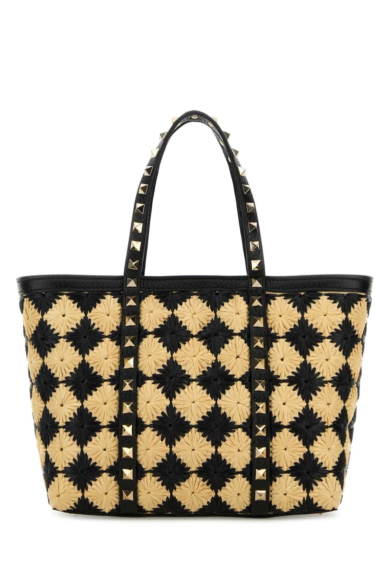 embroidered raffia mini rockstud handbag by Selfnex