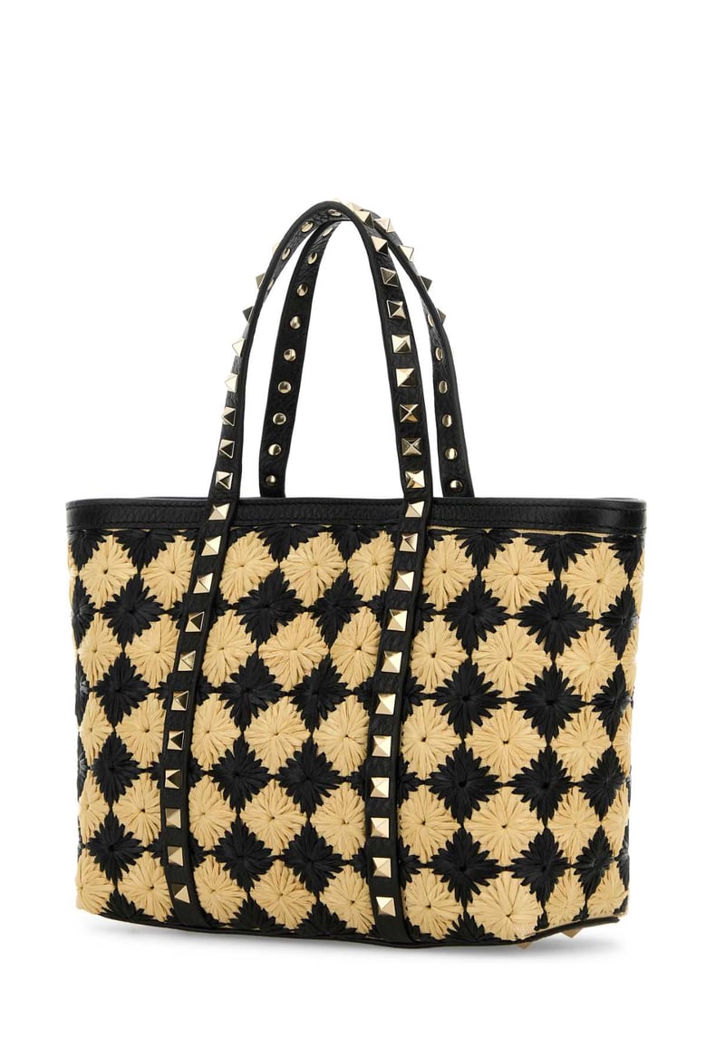 embroidered raffia mini rockstud handbag by Selfnex