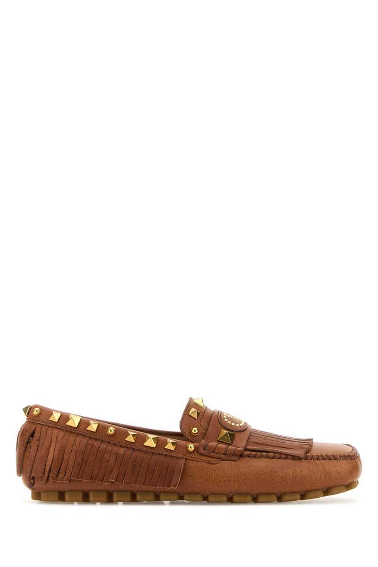 caramel leather plaster caster loafers by Selfnex