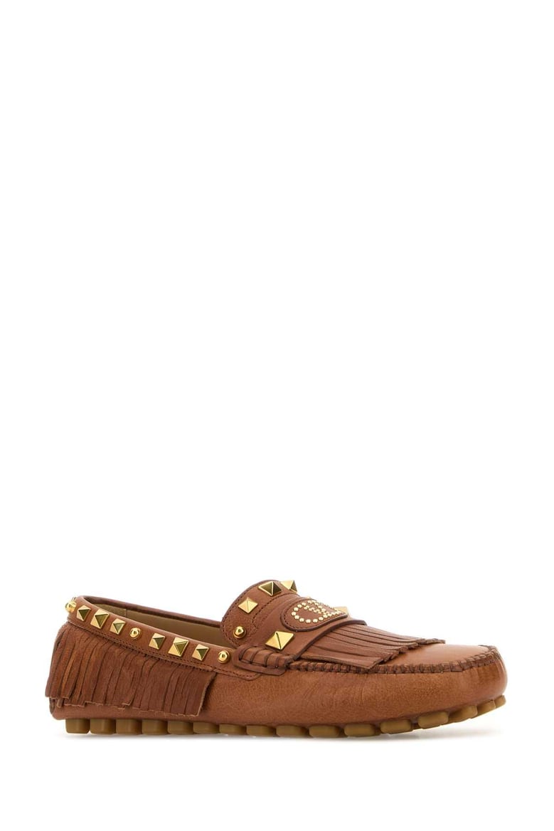 caramel leather plaster caster loafers by Selfnex