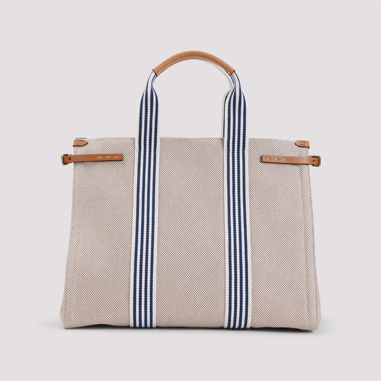 two-tone canvas vlogo shopping bag by Selfnex