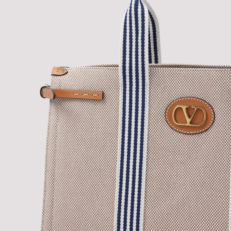 two-tone canvas vlogo shopping bag by Selfnex
