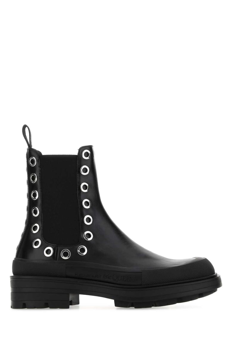 black leather boxcar ankle boots by Selfnex