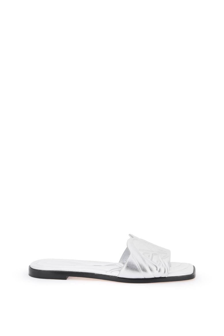 silver leather slippers by Selfnex