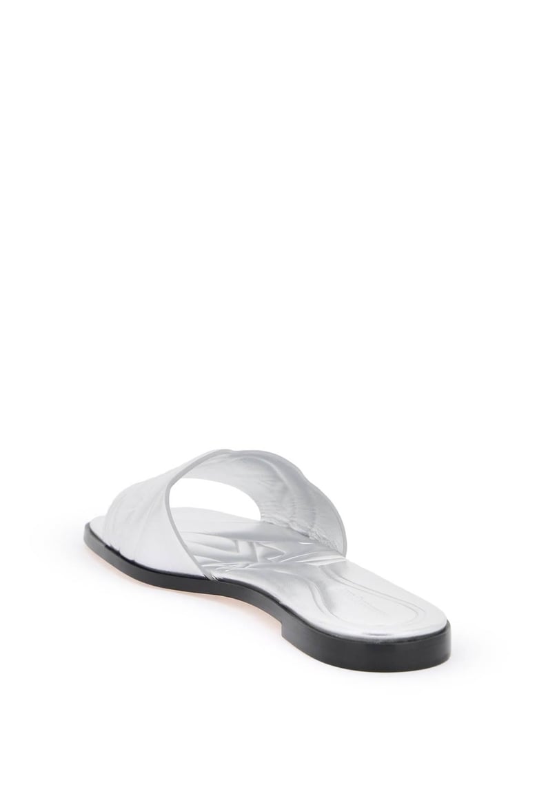silver leather slippers by Selfnex