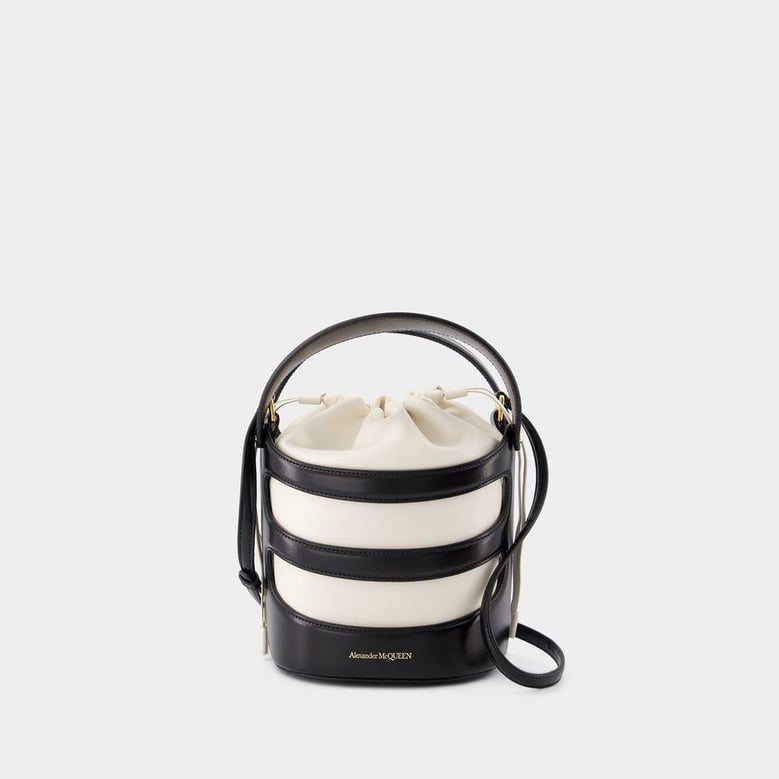 two-tone leather the rise bucket bag by Selfnex